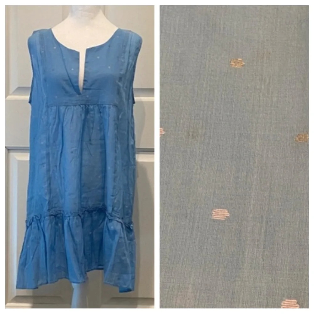 New! Nandita Joshi embroidered Short Beach Dress Blue 16645